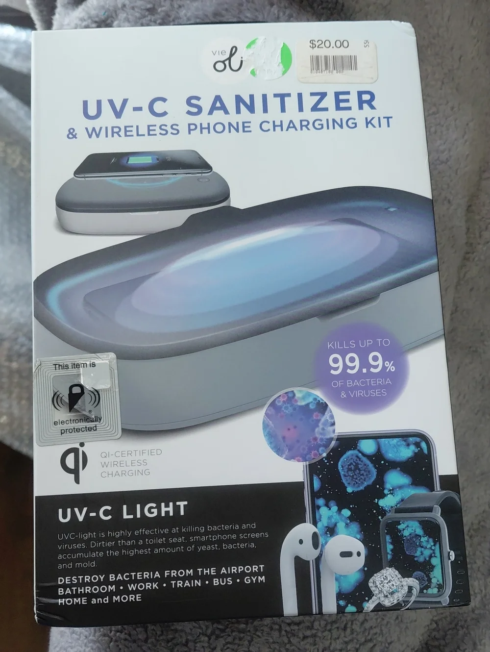 UV-C Sanitizer & Wireless Phone Charging Kit - Gray -